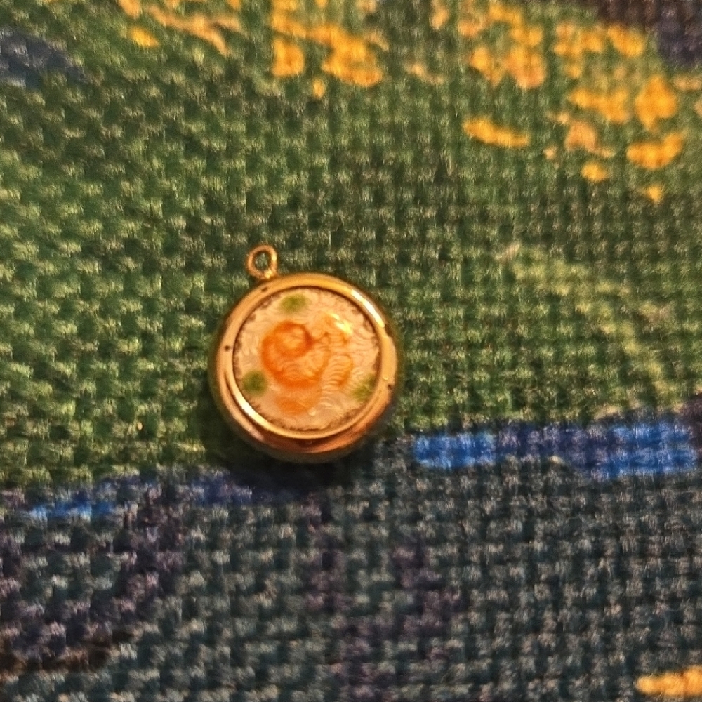 Vintage Gold And Pink Rose Pendant